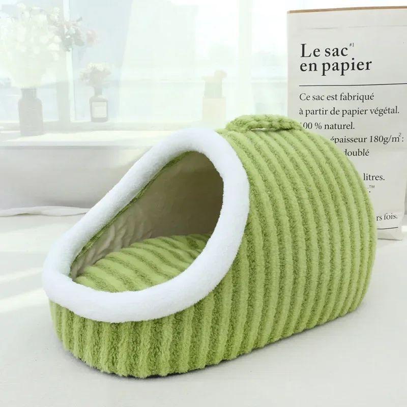 Thickened 3D Dog Cat Bed For Autumn Winter Warm Hole Drilling Dog Bed With Removable Sponge Striped Pet Bed Puppy Nest Sofa