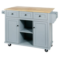 Kitchen Trolley With Rubberwood Folding Leaf Countertops