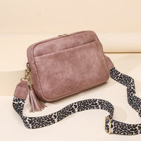 Fashion Leopard Print Shoulder Strap Tassel Crossbody Bag