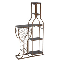 5-tier Freestanding Wine Rack With Hanging Wine Glass Rack And Storage Rack