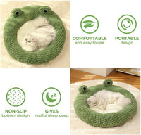 Cartoon Frog Shape Cat Bed House Cat Bed Comfortable Indoor For Cats Or Small Dogs Kennel Cute Pet Cat Nest Cat Nest For Puppy Kitten Rabbit