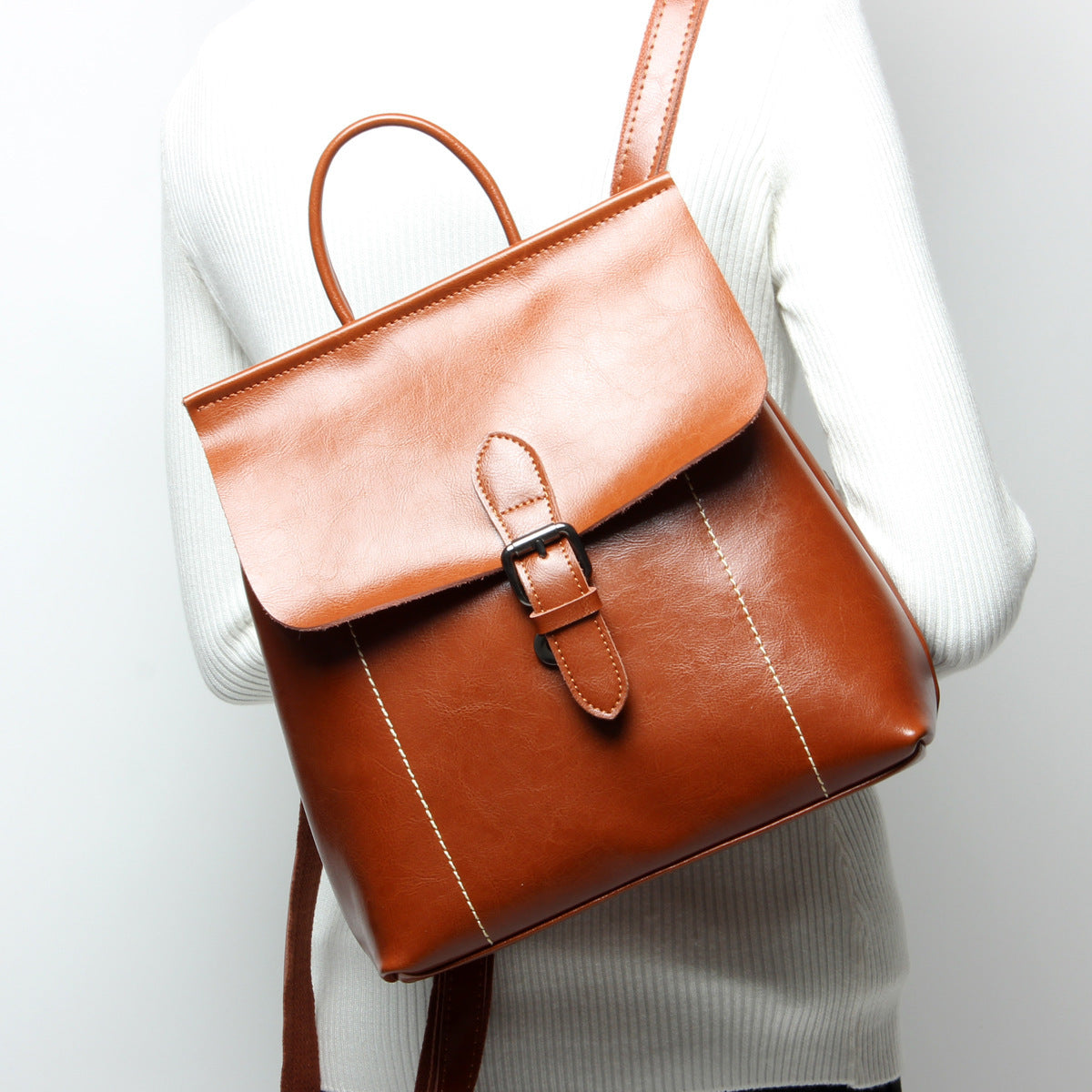 Oil wax leather handbag/backpack