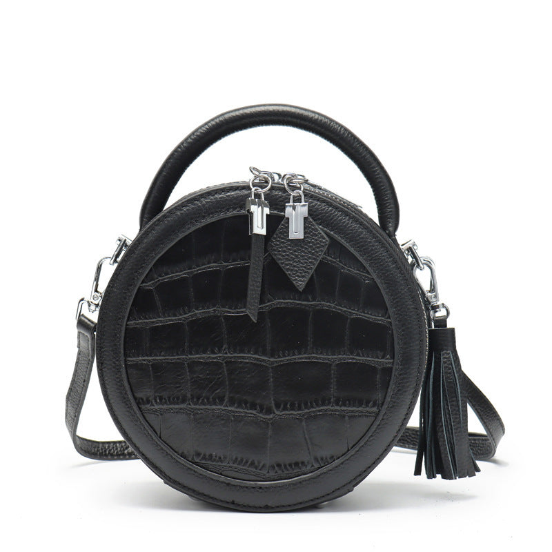 New Leather Small Round Bag Women Messenger