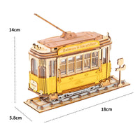 Robotime Rolife Vintage Tramcar Model 3D Wooden Puzzle Toys For Chilidren Kids Christmas Birthday GiftsTG505 Dropshipping