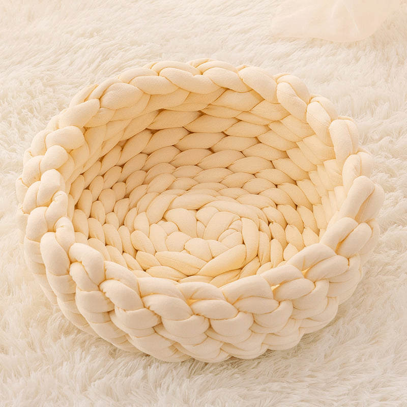 Cat Sleeping Basket Bed Round Fluffy Comfortable Touch Pet Products