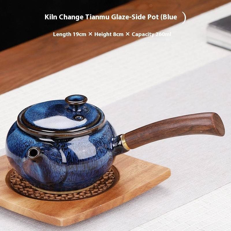 Minimalist Household Kiln Transformation Wooden Handle Tea Pot Set