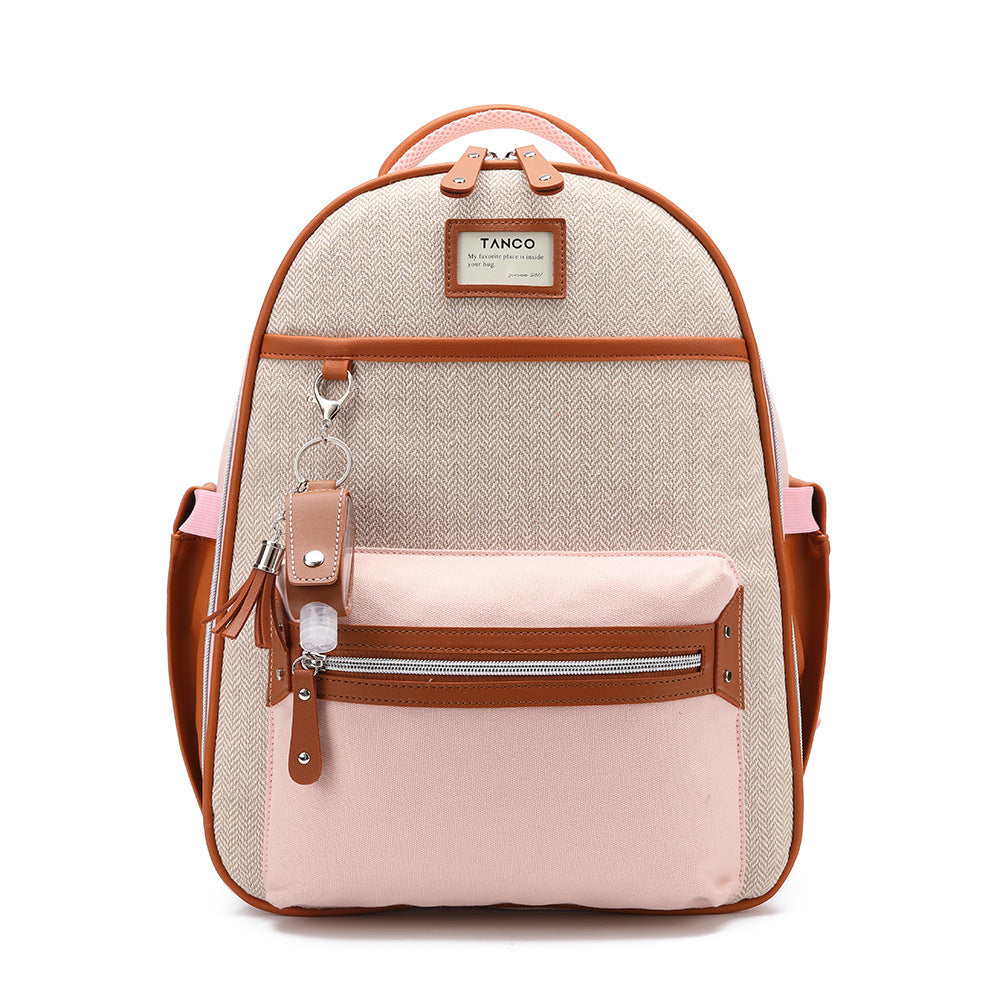 Canvas Mommy Bag With Leather Backpack