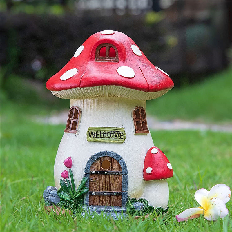 Mushroom House Solar Lamp Resin Handicraft Garden