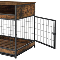 Furniture Dog Cage Double Door, Rustic Brown