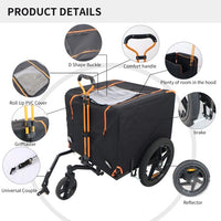 Foldable Pet Jogging Stroller Dog Carriers Bicycle Trailer Pet Dog Cat Bike Trailer Orange And Black - Ideal For Small Pets