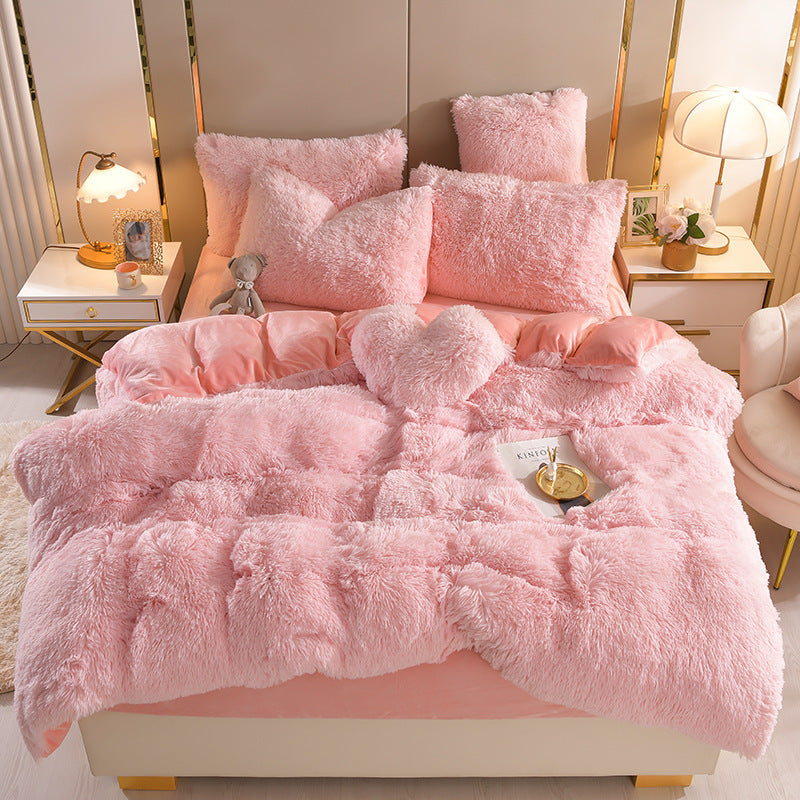 Plush Thickened Warm Mink Fur Four-piece Set