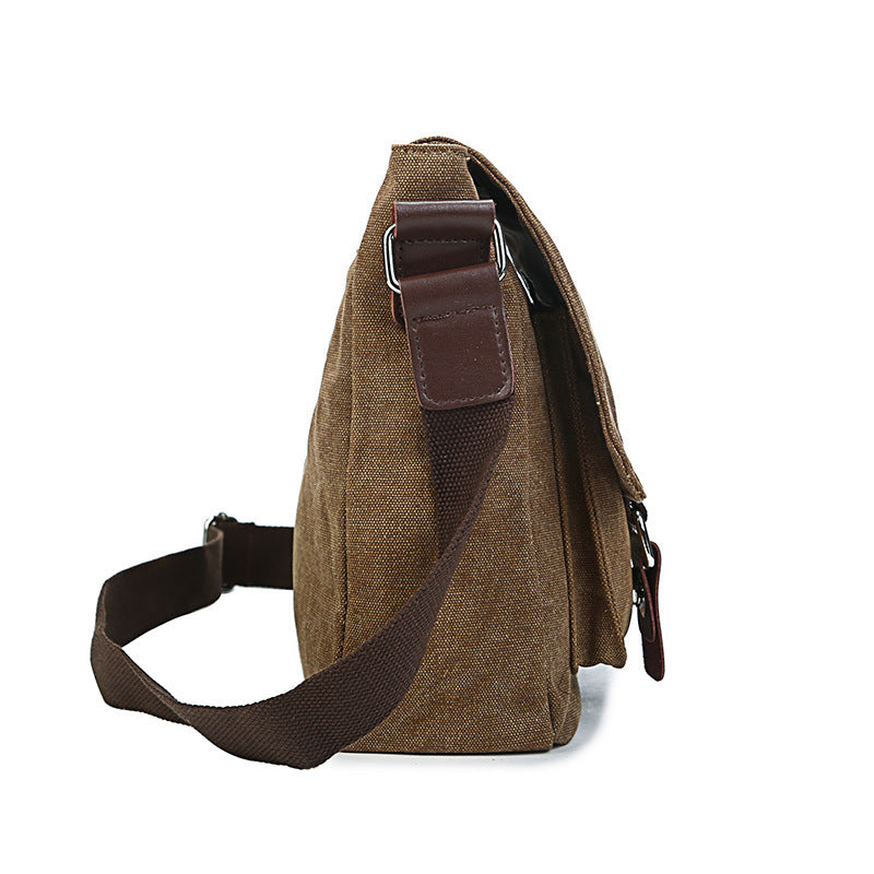 Solid Color Canvas Shoulder Bag Messenger Briefcase