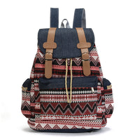 Ethnic Style Denim Large Capacity Drawstring School Bag/Backpack