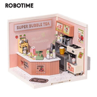 Robotime Rolife Super Creator Daily Plastic DIY Miniature House Cafe Energy Supply Store Building Block Sets English Version