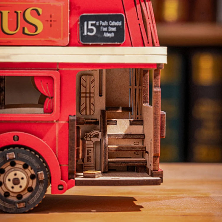 Rolife London Tour Bus Car 3D Wooden Puzzle Model Toy Teens Birthday Gift