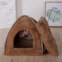 Pet Kennel House Winter Warm Rabbit Ears Cat Litter Pad Closed Yurt