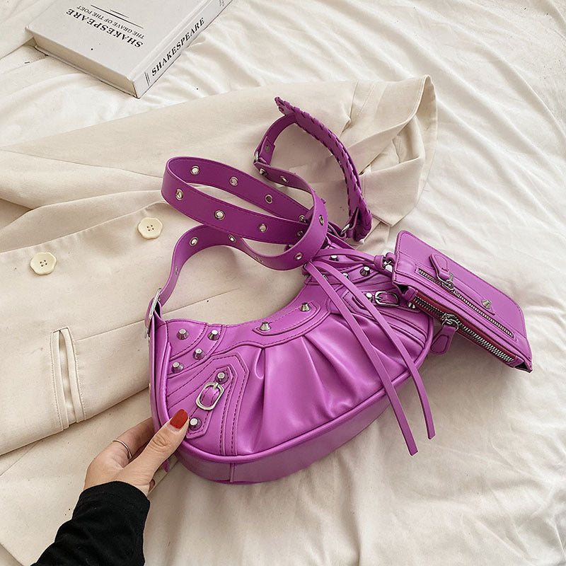 Rivet Heavy Industry Pleated Dumpling Bag Personality