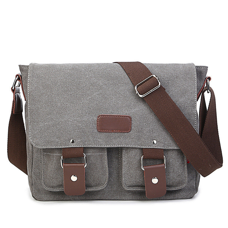 Solid Color Canvas Shoulder Bag Messenger Briefcase