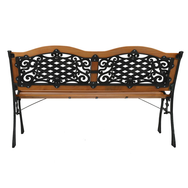 Double Arched Back Iron Wood Bench