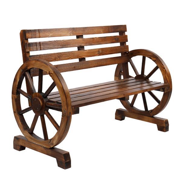 Carbonized Wooden Wheel Bench