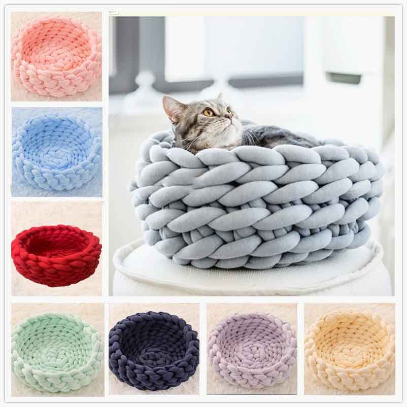 Cat Sleeping Basket Bed Round Fluffy Comfortable Touch Pet Products