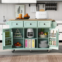 Kitchen Trolley With Rubberwood Folding Leaf Countertops