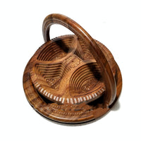 Pakistan Wooden Carved Fruit Basket Decorative Souvenir