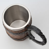 Stainless Steel Liner Mug, Large-handle Large Wooden Barrel Water Mug