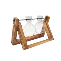 Swing Wooden Stand Hydroponic Plant Container Glass Vase