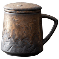 Vintage Ceramic Mug With Lid Filter Set
