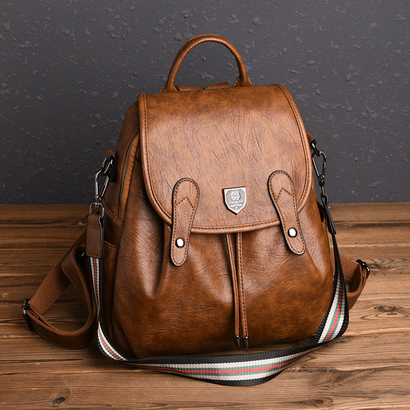 Retro Handmade Color Casual Soft Leather Backpack