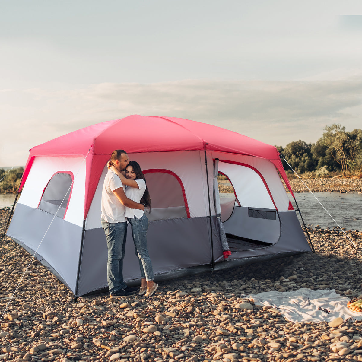 Red And White Camping Tent 430x430x210cm