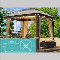 10X10FT SOFT TOP METAL GAZEBO WITH MOSQUITO NET AND SUN SHADE