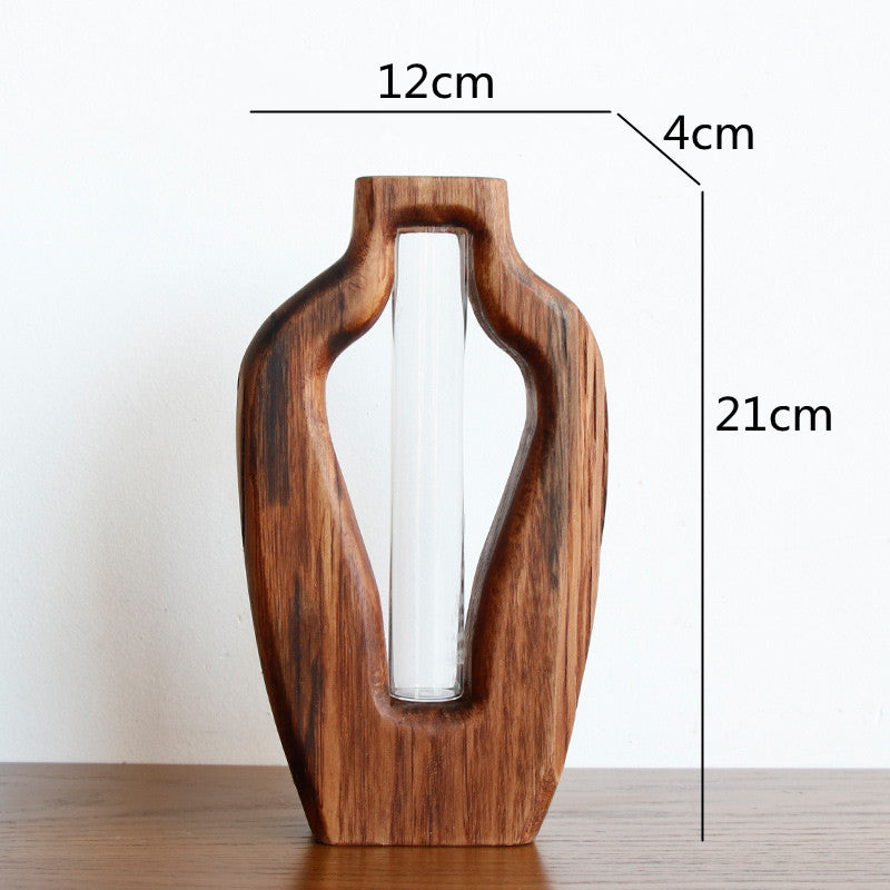 Creative Living Room Solid Wood Vase Countertop Ornaments