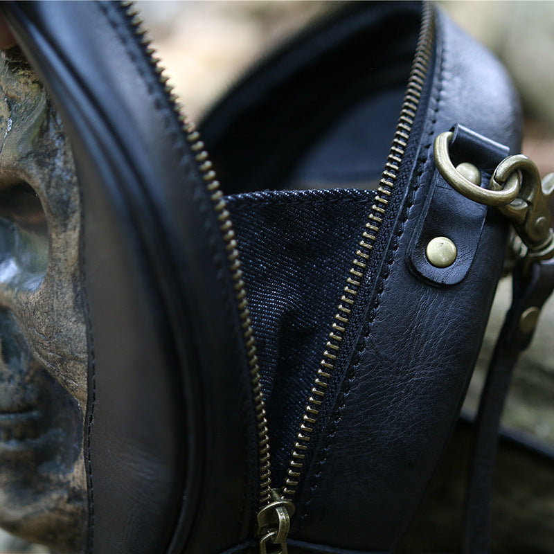 New Skull Vegetable Tanning Leather Handmade Bag