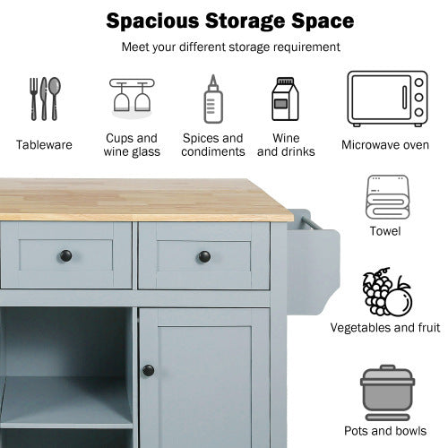 Kitchen Trolley With Rubberwood Folding Leaf Countertops