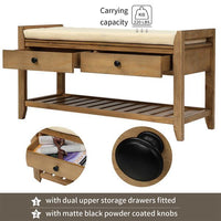 Shoe Rack With Padded Seat And Drawers, Multi-purpose Entrance Storage Bench - Old Pine