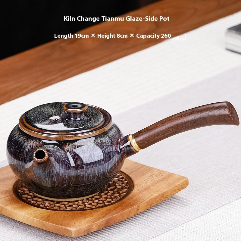 Minimalist Household Kiln Transformation Wooden Handle Tea Pot Set