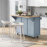 Kitchen Trolley With Rubberwood Folding Leaf Countertops