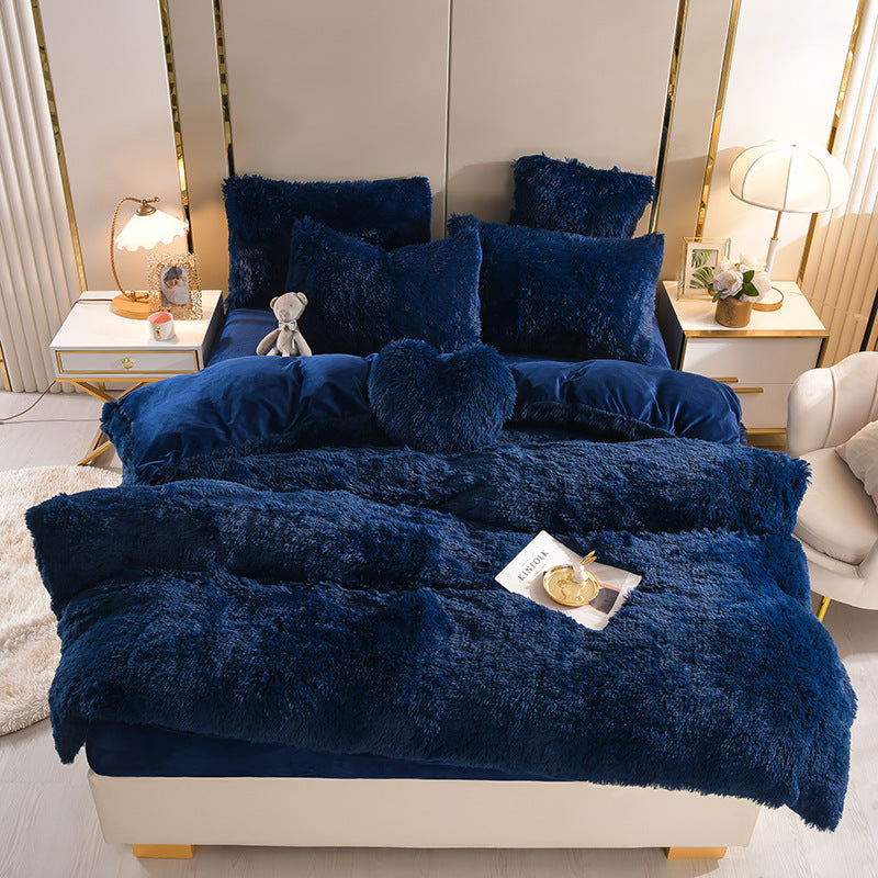 Plush Thickened Warm Mink Fur Four-piece Set