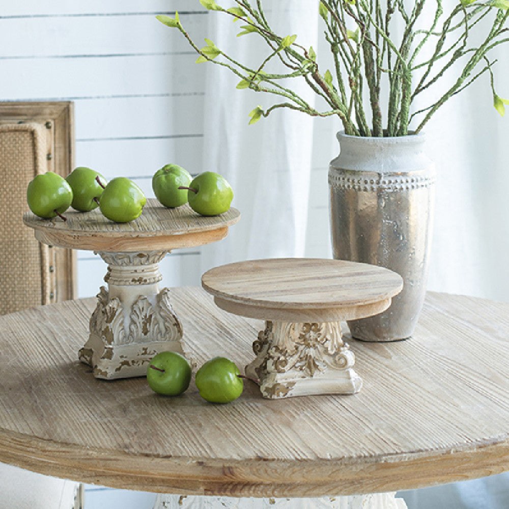 Old Column Carved Cake Stand