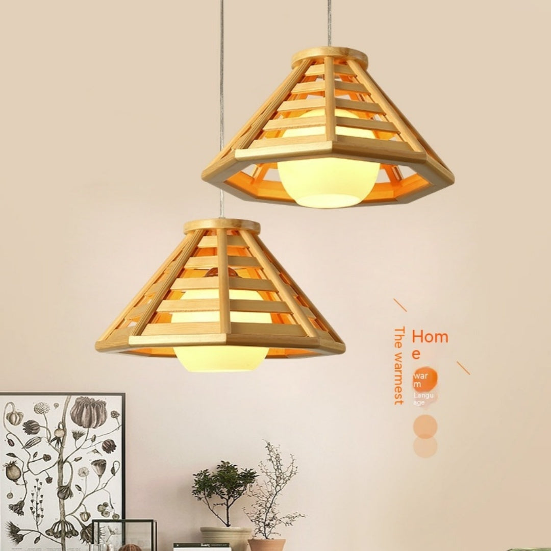 Modern Minimalist Bamboo Woven Woodcraft Ceiling Lamp