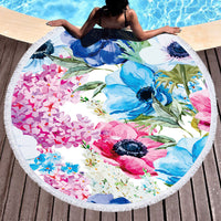 Non shedding microfiber round beach towel