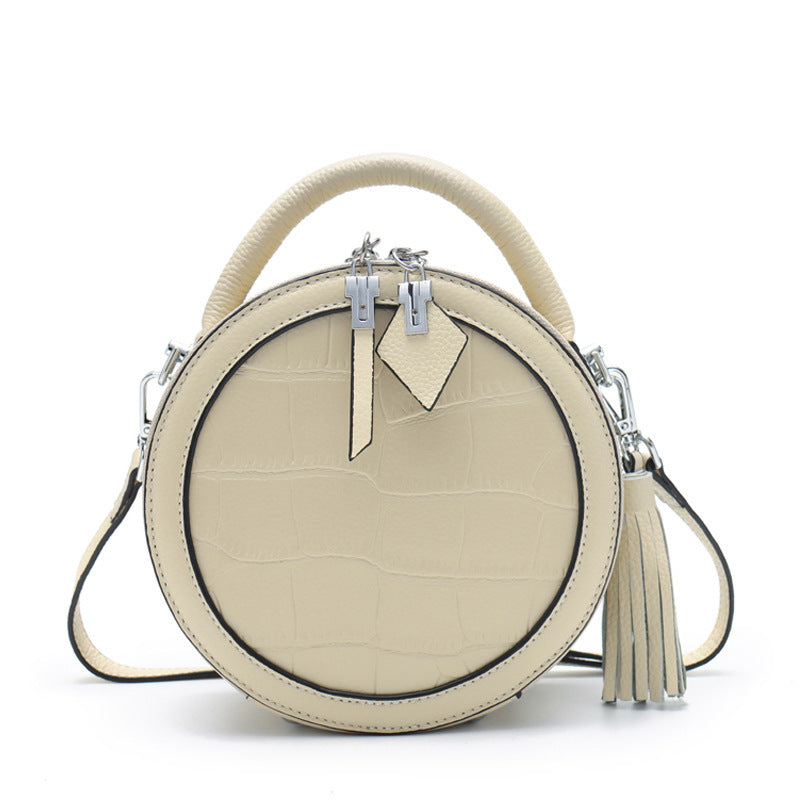 New Leather Small Round Bag Women Messenger