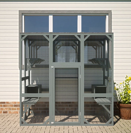 Outdoor Cat House Wooden Catio Enclosure Cover  Large Cat Cage With Jump Platforms And Condos