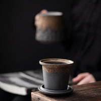 Vintage Ceramic Mug With Lid Filter Set