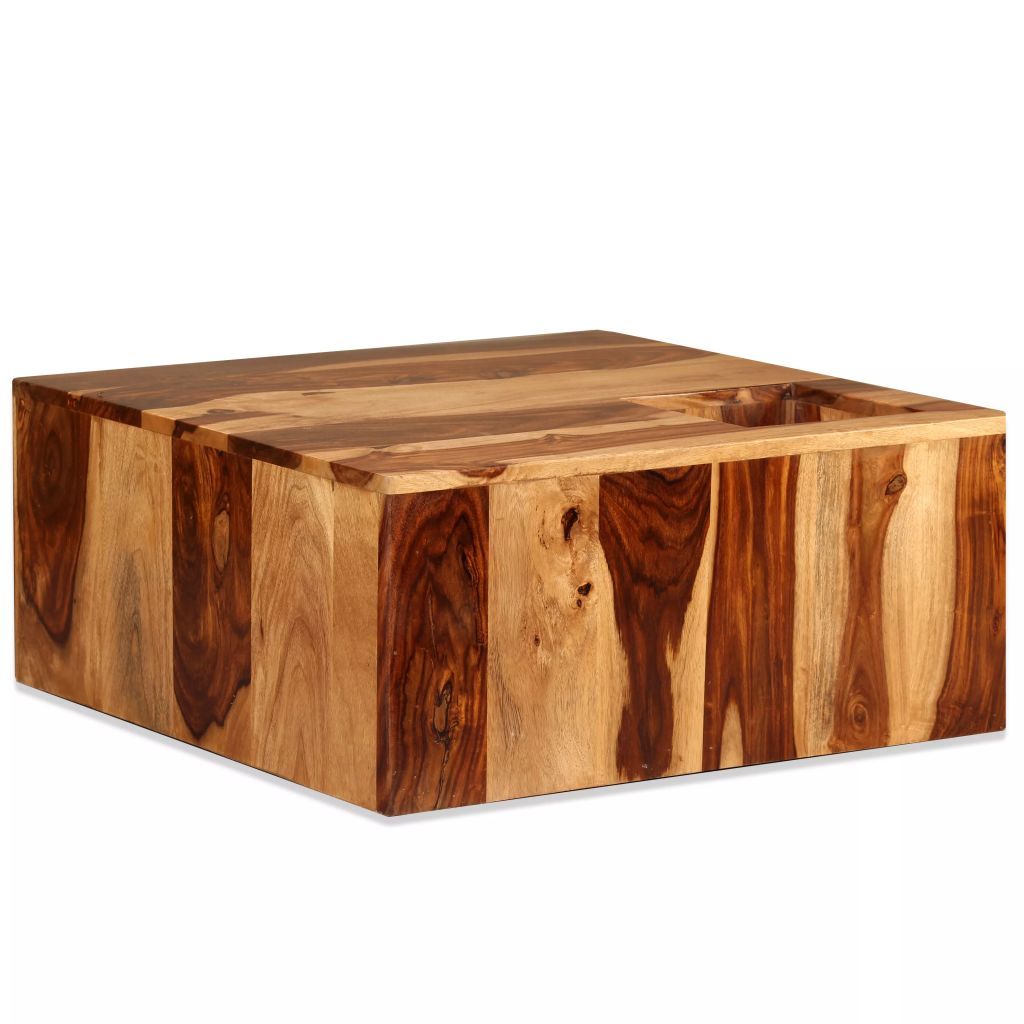 vidaXL Coffee Table Solid Sheesham Wood 27.6"x27.6"x11.8"