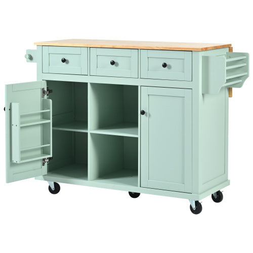 Kitchen Trolley With Rubberwood Folding Leaf Countertops