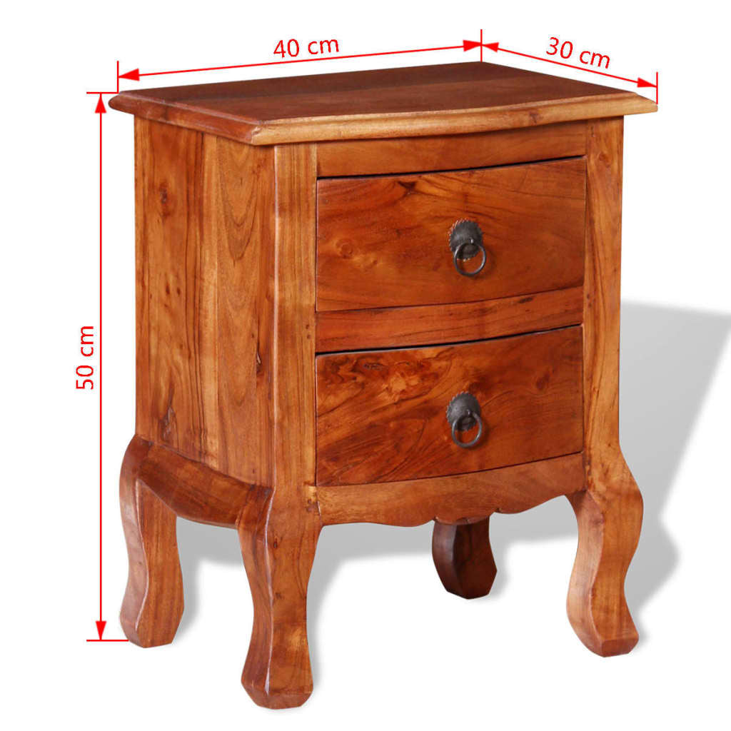 vidaXL Nightstands with Drawers 2 pcs Solid Acacia Wood