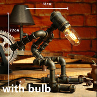 Robot Table Lamp Vintage Loft Iron Pipe